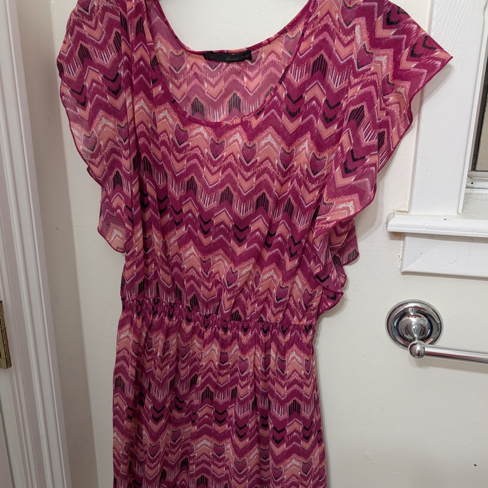 HeartSoul Pink and Black Chevron Mini Dress